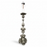 PAIR Antique Solid Pewter Baroque Style Candlestick Floor Lamps