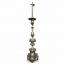 PAIR Antique Solid Pewter Baroque Style Candlestick Floor Lamps