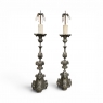 PAIR Antique Solid Pewter Baroque Style Candlestick Floor Lamps