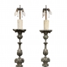PAIR Antique Solid Pewter Baroque Style Candlestick Floor Lamps