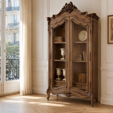 19th Century French Louis XV Walnut Display Armoire ~ Bookcase