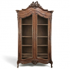 19th Century French Louis XV Walnut Display Armoire ~ Bookcase