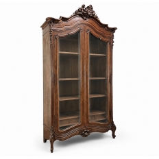 19th Century French Louis XV Walnut Display Armoire ~ Bookcase