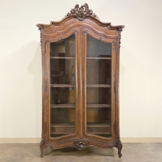 19th Century French Louis XV Walnut Display Armoire ~ Bookcase