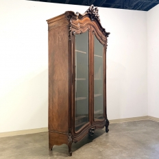 19th Century French Louis XV Walnut Display Armoire ~ Bookcase