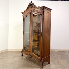 19th Century French Louis XV Walnut Display Armoire ~ Bookcase
