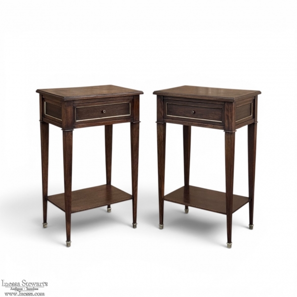 Pair Mid-Century Louis XVI Style Mahogany End Tables