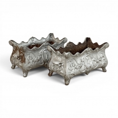Pair Antique French Louis XIV Style Cast Iron Jardinières