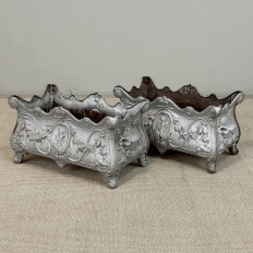 Pair Antique French Louis XIV Style Cast Iron Jardinières