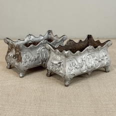 Pair Antique French Louis XIV Style Cast Iron Jardinières