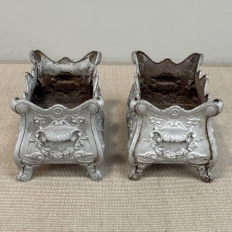 Pair Antique French Louis XIV Style Cast Iron Jardinières