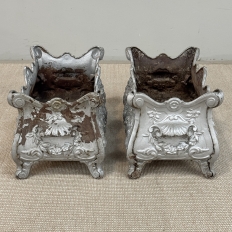 Pair Antique French Louis XIV Style Cast Iron Jardinières