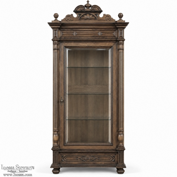 19th Century French Walnut Henri II Bookcase ~ Display Armoire