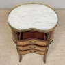 Pair Antique French Louis XVI Transitional End Tables with Brass Rail and Carrara Marble Tops