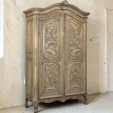 18th Century French Régence Period Stripped White Oak Armoire from the Loire Valley
