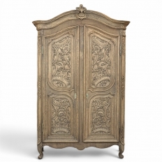 18th Century French Régence Period Stripped White Oak Armoire from the Loire Valley