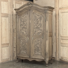 18th Century French Régence Period Stripped White Oak Armoire from the Loire Valley