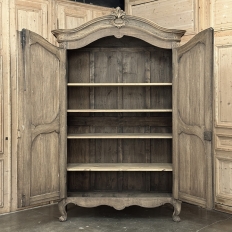 18th Century French Régence Period Stripped White Oak Armoire from the Loire Valley