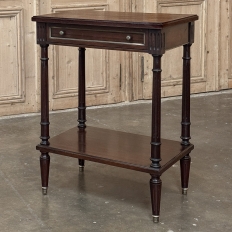 French Mid-Century Louis XVI Style Mahogany & Brass End Table