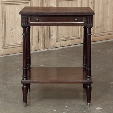French Mid-Century Louis XVI Style Mahogany & Brass End Table