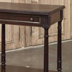 French Mid-Century Louis XVI Style Mahogany & Brass End Table