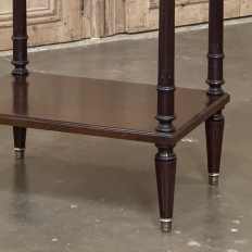 French Mid-Century Louis XVI Style Mahogany & Brass End Table