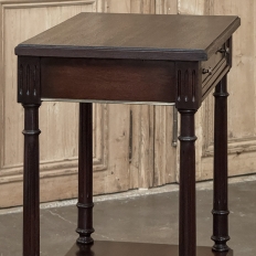 French Mid-Century Louis XVI Style Mahogany & Brass End Table