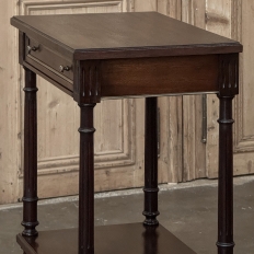 French Mid-Century Louis XVI Style Mahogany & Brass End Table