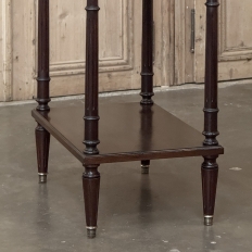 French Mid-Century Louis XVI Style Mahogany & Brass End Table