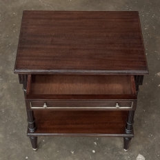 French Mid-Century Louis XVI Style Mahogany & Brass End Table