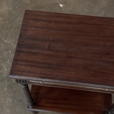 French Mid-Century Louis XVI Style Mahogany & Brass End Table