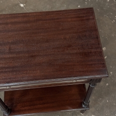 French Mid-Century Louis XVI Style Mahogany & Brass End Table