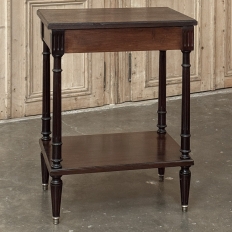 French Mid-Century Louis XVI Style Mahogany & Brass End Table
