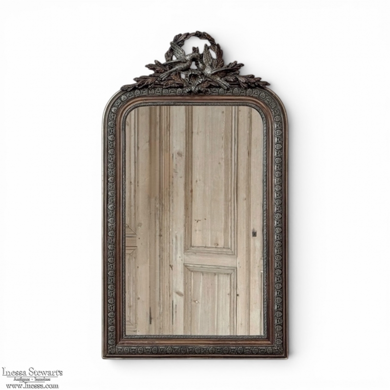 Antique French Napoleon III Mirror in the Louis XVI Style with Lovebirds