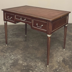 Antique French Directoire Neoclassical Mahogany Leather Top Desk