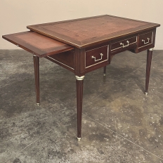 Antique French Directoire Neoclassical Mahogany Leather Top Desk