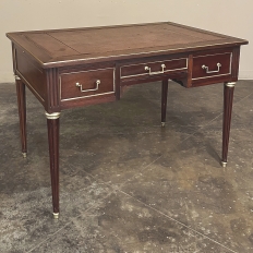 Antique French Directoire Neoclassical Mahogany Leather Top Desk