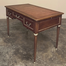 Antique French Directoire Neoclassical Mahogany Leather Top Desk