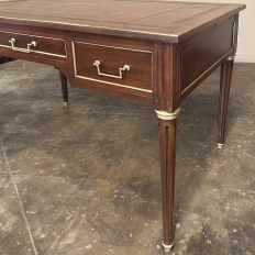Antique French Directoire Neoclassical Mahogany Leather Top Desk