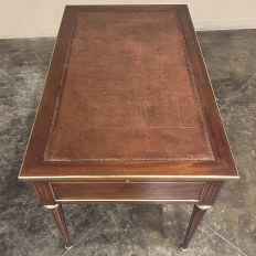 Antique French Directoire Neoclassical Mahogany Leather Top Desk