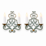 Pair Country French Painted Wrought Iron Wall Sconces