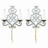Pair Country French Painted Wrought Iron Wall Sconces