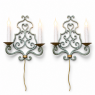 Pair Country French Painted Wrought Iron Wall Sconces