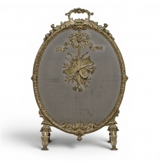 19th Century French Louis XVI Bronze Oval Firescreen