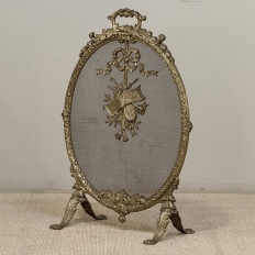 19th Century French Louis XVI Bronze Oval Firescreen