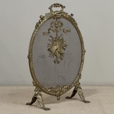 19th Century French Louis XVI Bronze Oval Firescreen