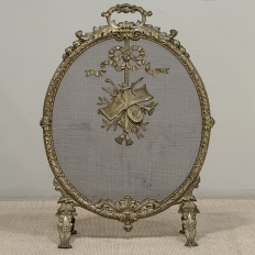 19th Century French Louis XVI Bronze Oval Firescreen
