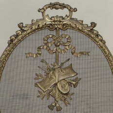 19th Century French Louis XVI Bronze Oval Firescreen