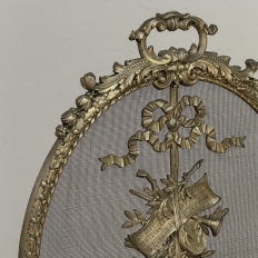 19th Century French Louis XVI Bronze Oval Firescreen