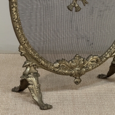 19th Century French Louis XVI Bronze Oval Firescreen
